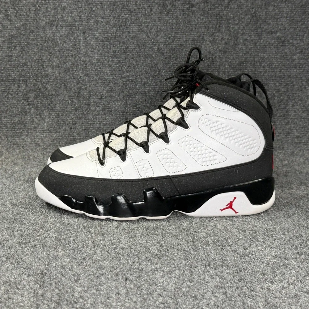 Jordan 9 Retro 2010 Shoes Men's 10 White Black Red Athletic Hooping Sneakers